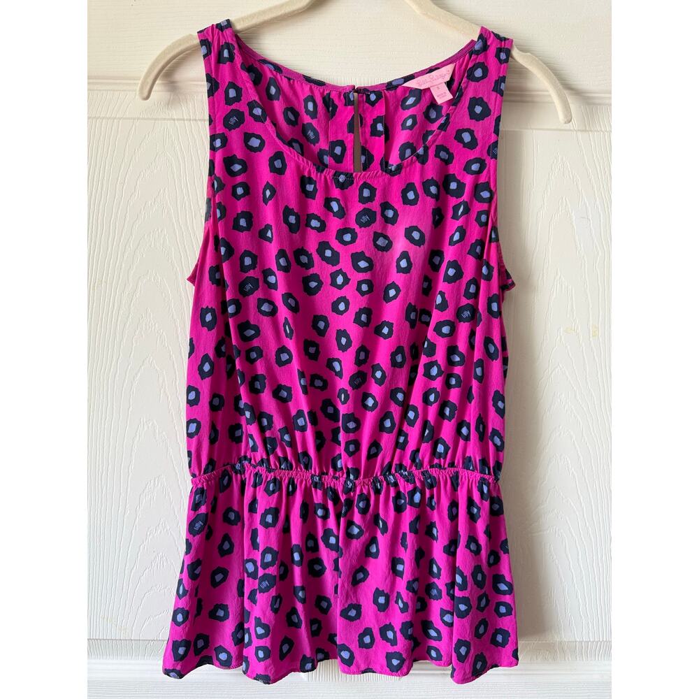 Lilly‎ Pulitzer Pink Silk Leopard Print Tank Top Size Small Whimsical